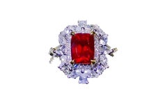 2.03 Carat Ruby Pigeon Red Blood Diamond Ring Unheated 18 Karat White Gold