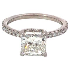 GIA Certified 2.03 carat Square Cut Diamond Platinum Ring
