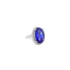 Sunita Nahata Tanzanite 20.30ct. Fancy Ring in 18K White Gold with Diamond.