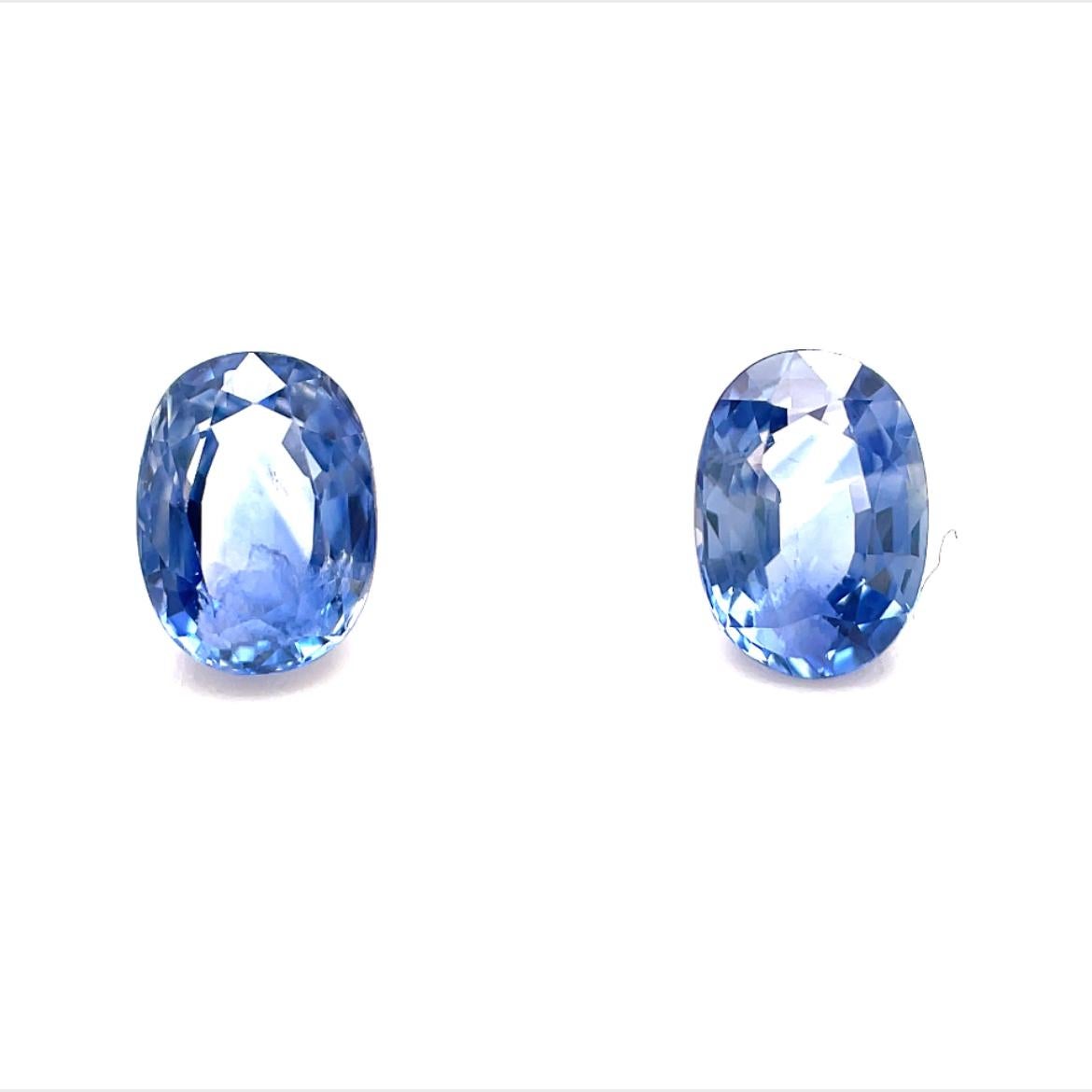 Artisan 2.03 Carat Total Blue Sapphires,  Pair of Unset Oval Gemstones for Earrings For Sale