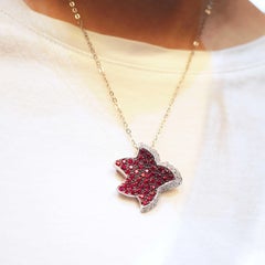 2.03 Carat Vivid Red Burma Ruby 'Multi Purpose' Brooch Pendant Unisex 18K Gold