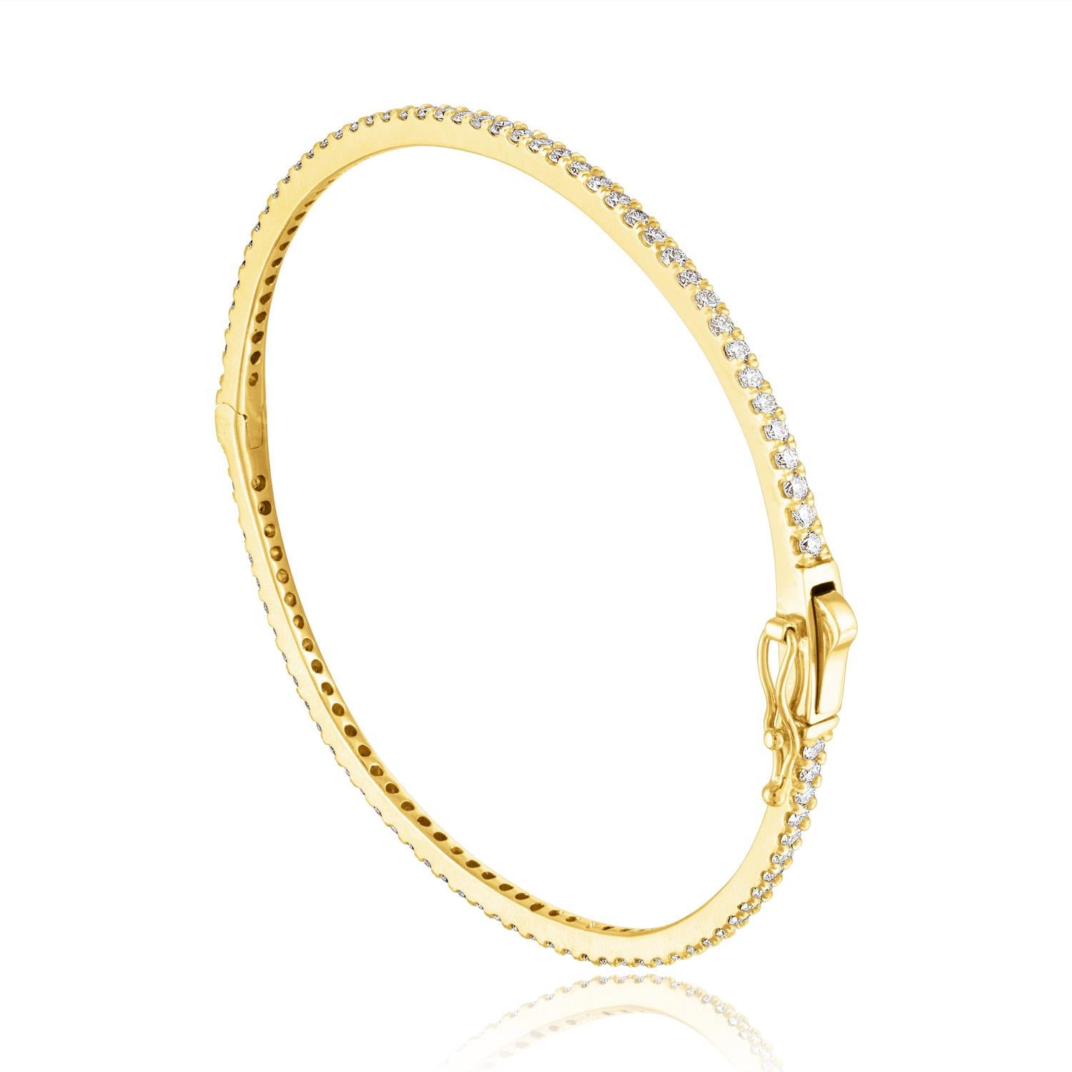 Contemporary 2.03 Carat Diamond All Around Gold Bangle Bracelet For Sale