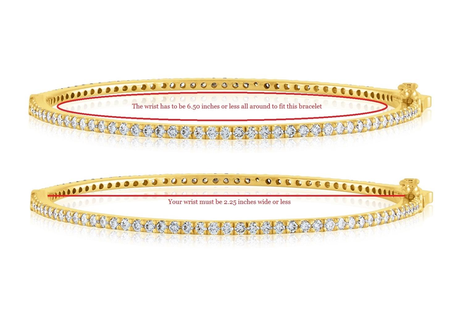 Round Cut 2.03 Carat Diamond All Around Gold Bangle Bracelet For Sale