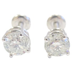 2.03 Quilates Diamante Natural Forma Redonda Pendientes Oro Blanco 14 Kilates