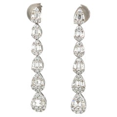 2,03 Karat Diamant-Wasserfall-Ohrringe aus 18k Weißgold