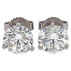 2.03 Ct Round Diamond Solitaire Stud Earring in 14k White Gold