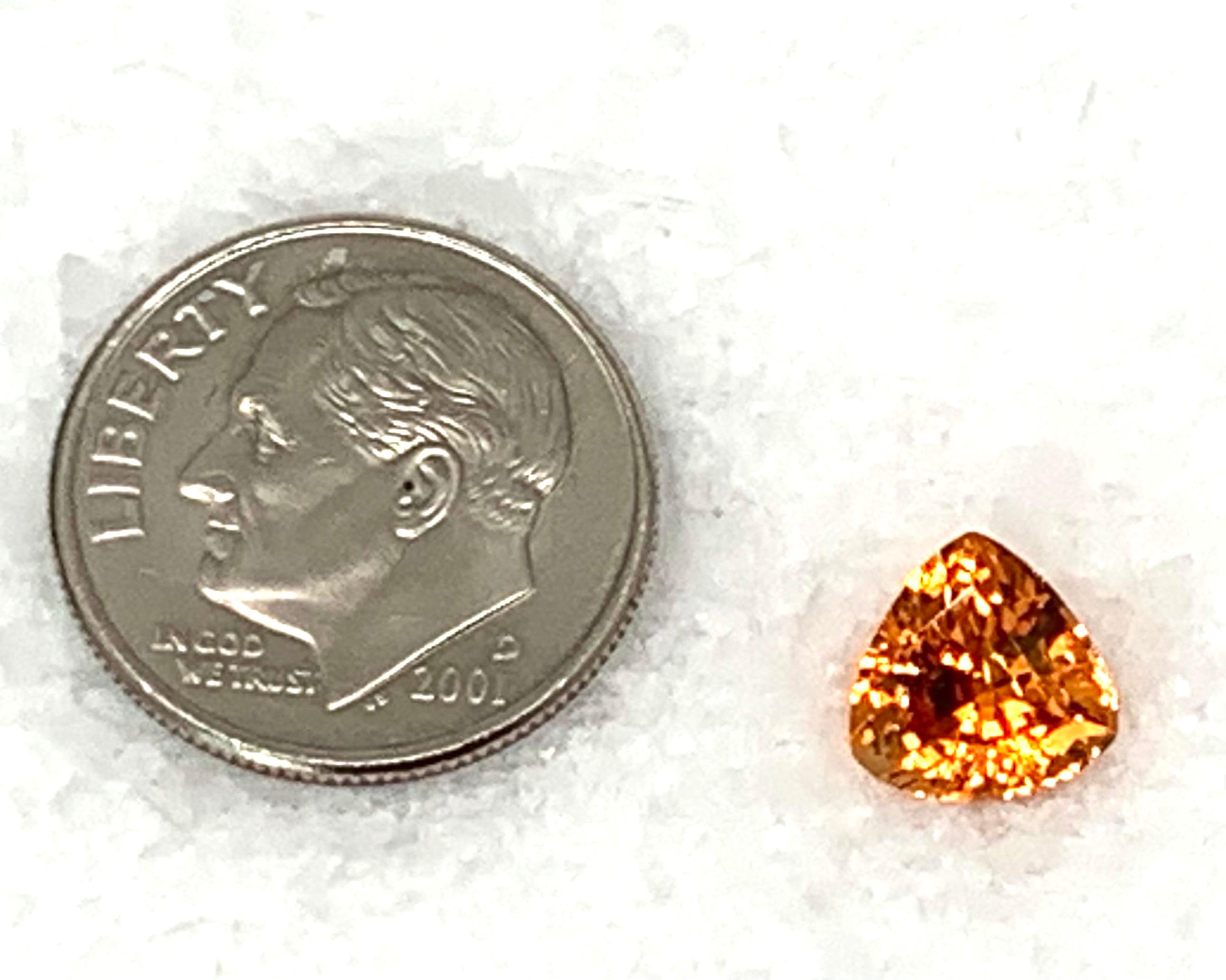 2.03 Carat Spessartite Mandarin Garnet Trillion, Unset Loose Gemstone 2