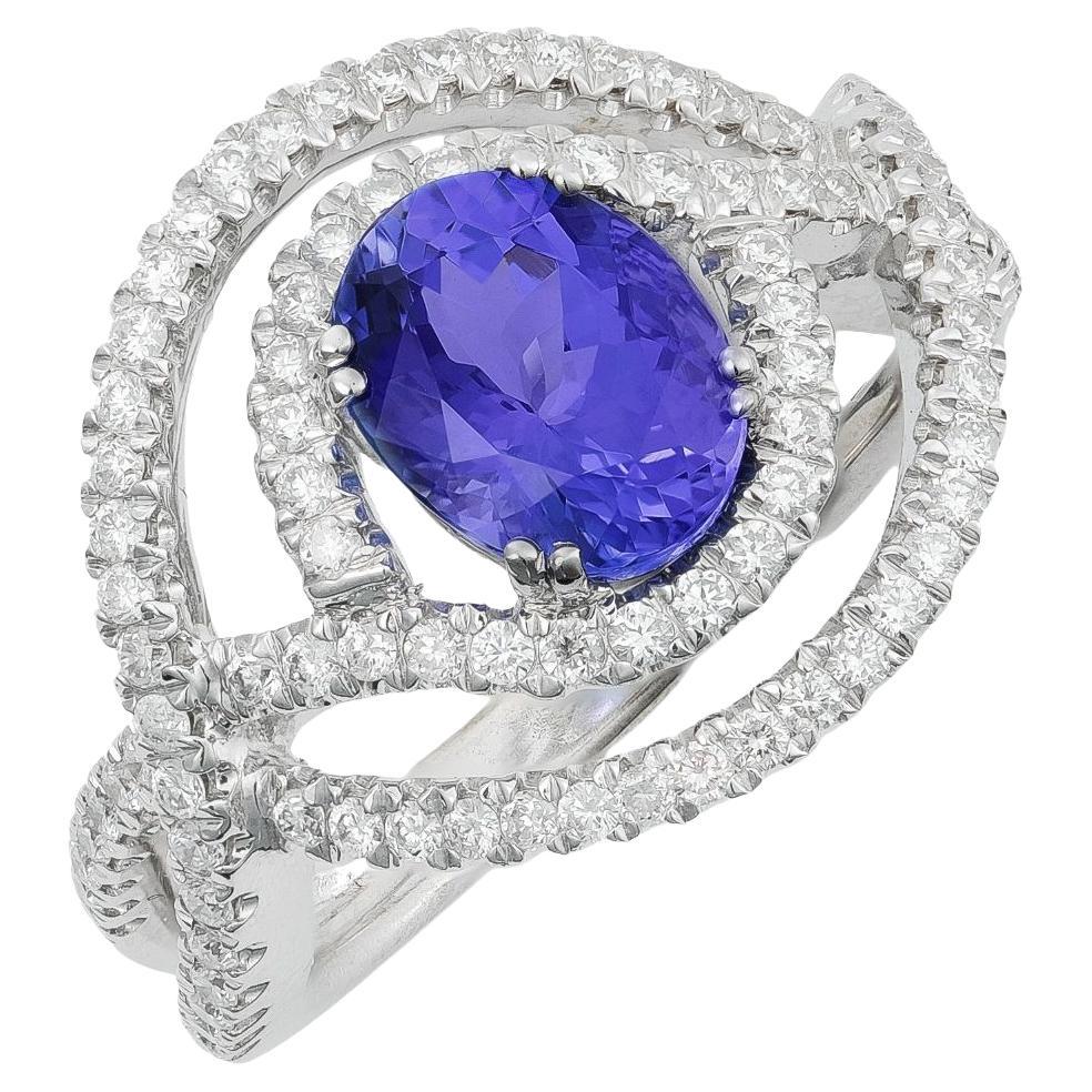 2.03 cts Natural Tanzanite 
0.73 cts Diamonds 18K White Gold Ring