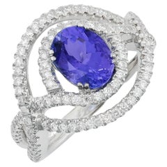 2.03 cts Natural Tanzanite 
0.73 cts Diamonds 18K White Gold Ring