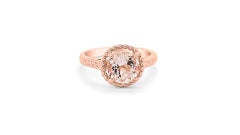 2.03 Ctw Natural Morganite 925 Sterling Silver Rose Gold Plated Bridal Ring