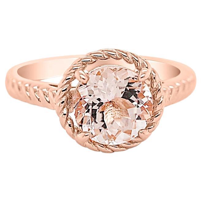 2.03 Ctw Natural Morganite 925 Sterling Silver Rose Gold Plated Bridal Ring     For Sale