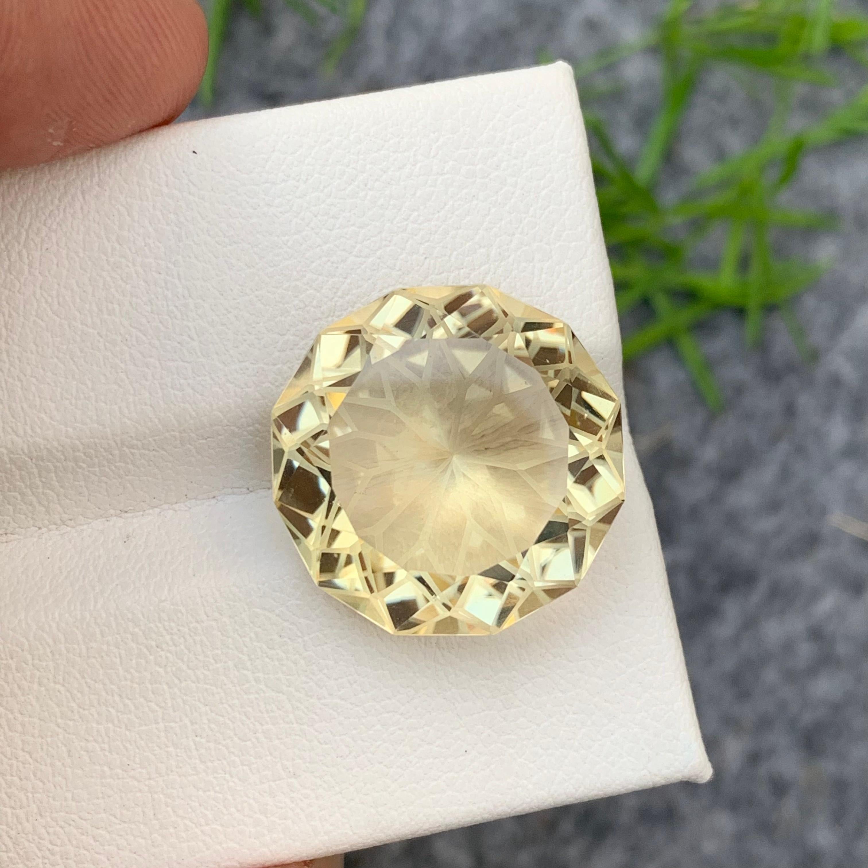 20.30 Carats Natural Loose Lime Yellow Citrine Round Cut for Necklace Jewelry For Sale 5