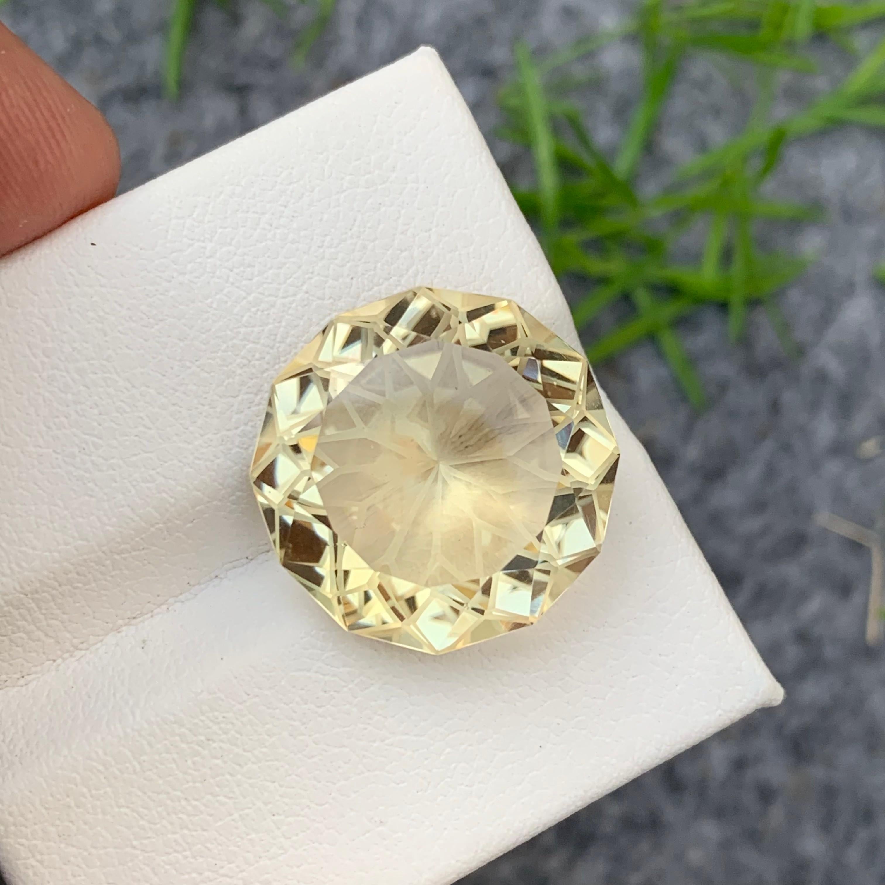 20.30 Carats Natural Loose Lime Yellow Citrine Round Cut for Necklace Jewelry For Sale 6