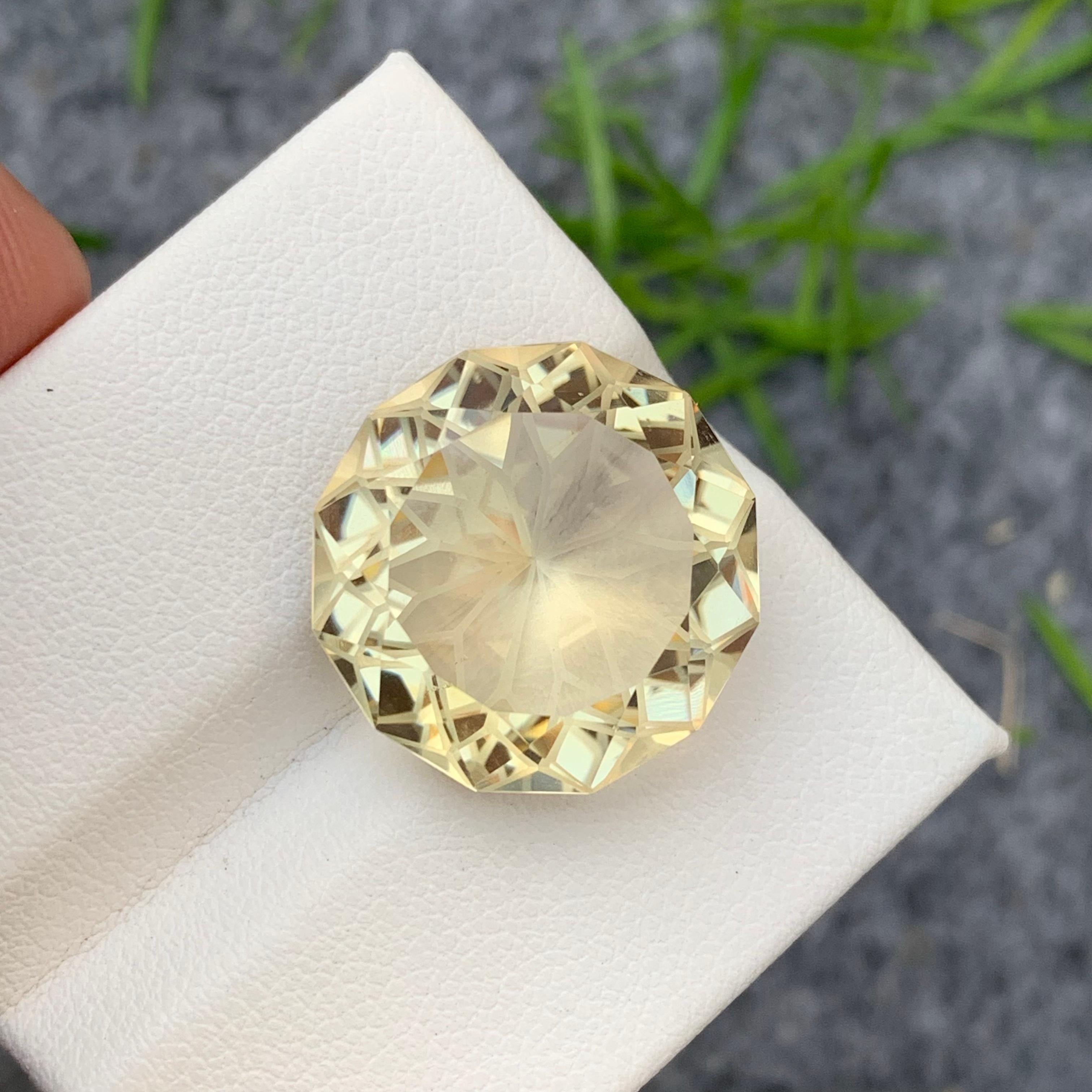 20.30 Carats Natural Loose Lime Yellow Citrine Round Cut for Necklace Jewelry For Sale 7