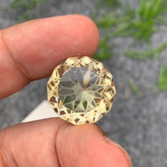 20.30 Carats Natural Loose Lime Yellow Citrine Round Cut for Necklace Jewelry