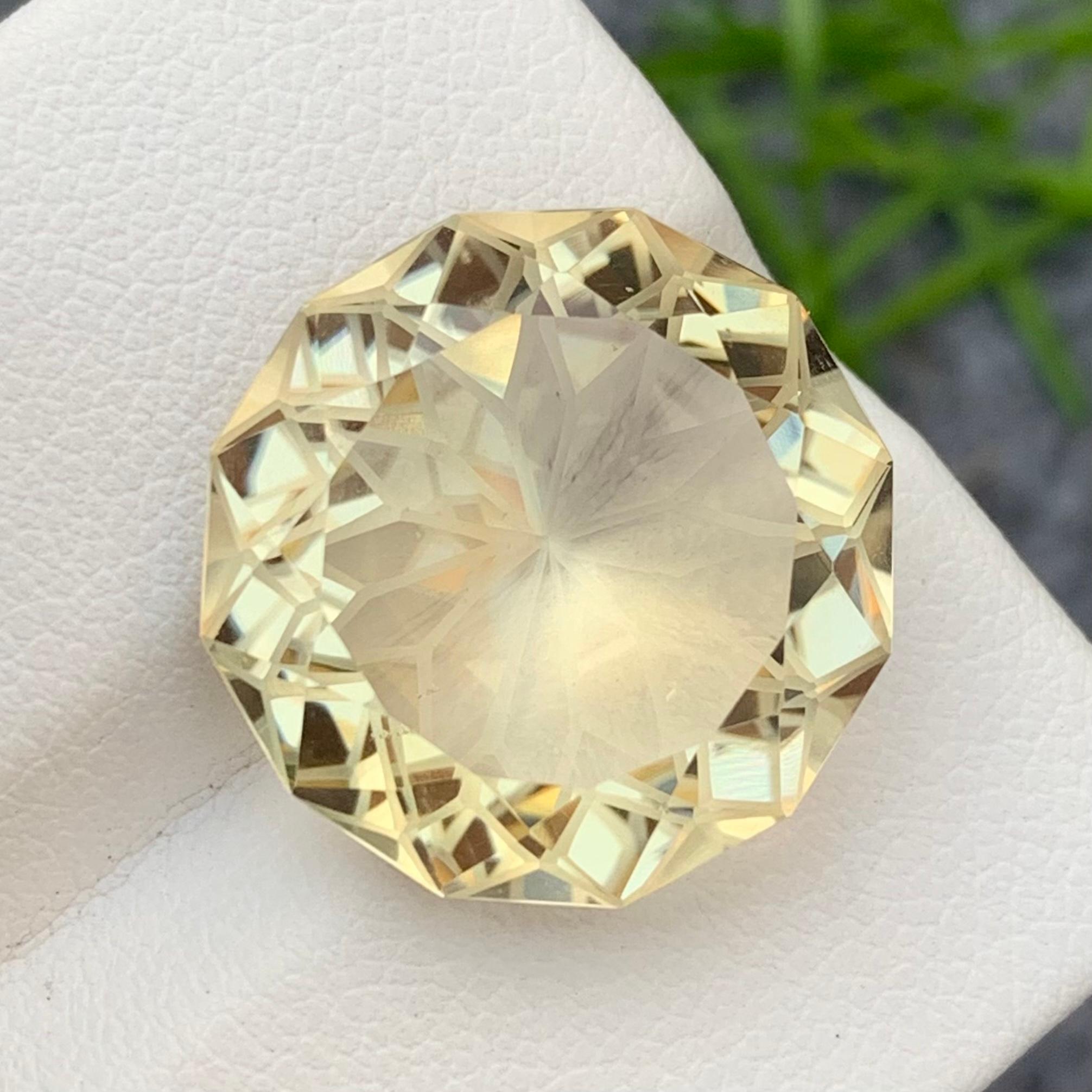 20.30 Carats Natural Loose Lime Yellow Citrine Round Cut for Necklace Jewelry For Sale 1