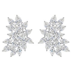 Orecchini a grappolo con fiori di diamanti naturali a forma di pera da 20,31 carati, in oro bianco 18 carati