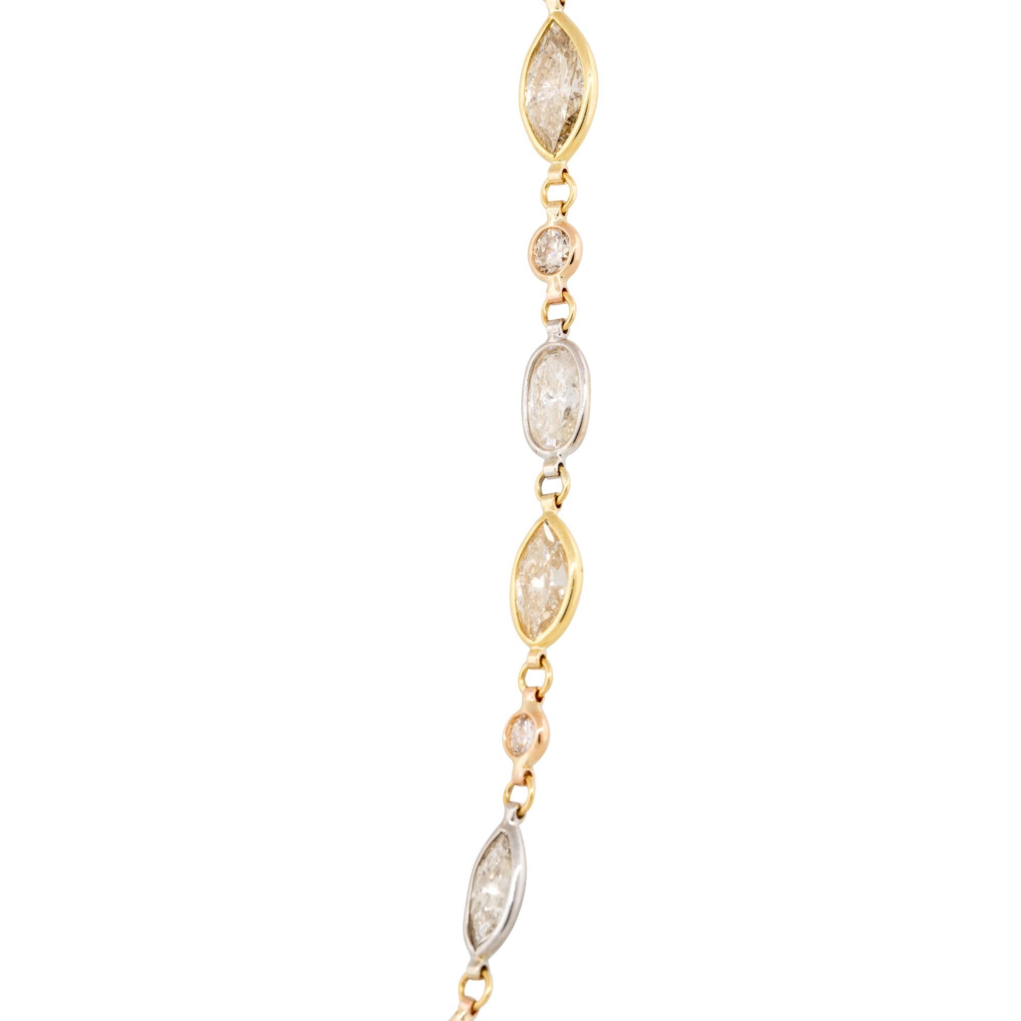 Collana Station con diamanti a forma mista da 20,32 carati 14 carati in stock In condizioni ottime a Boca Raton, FL