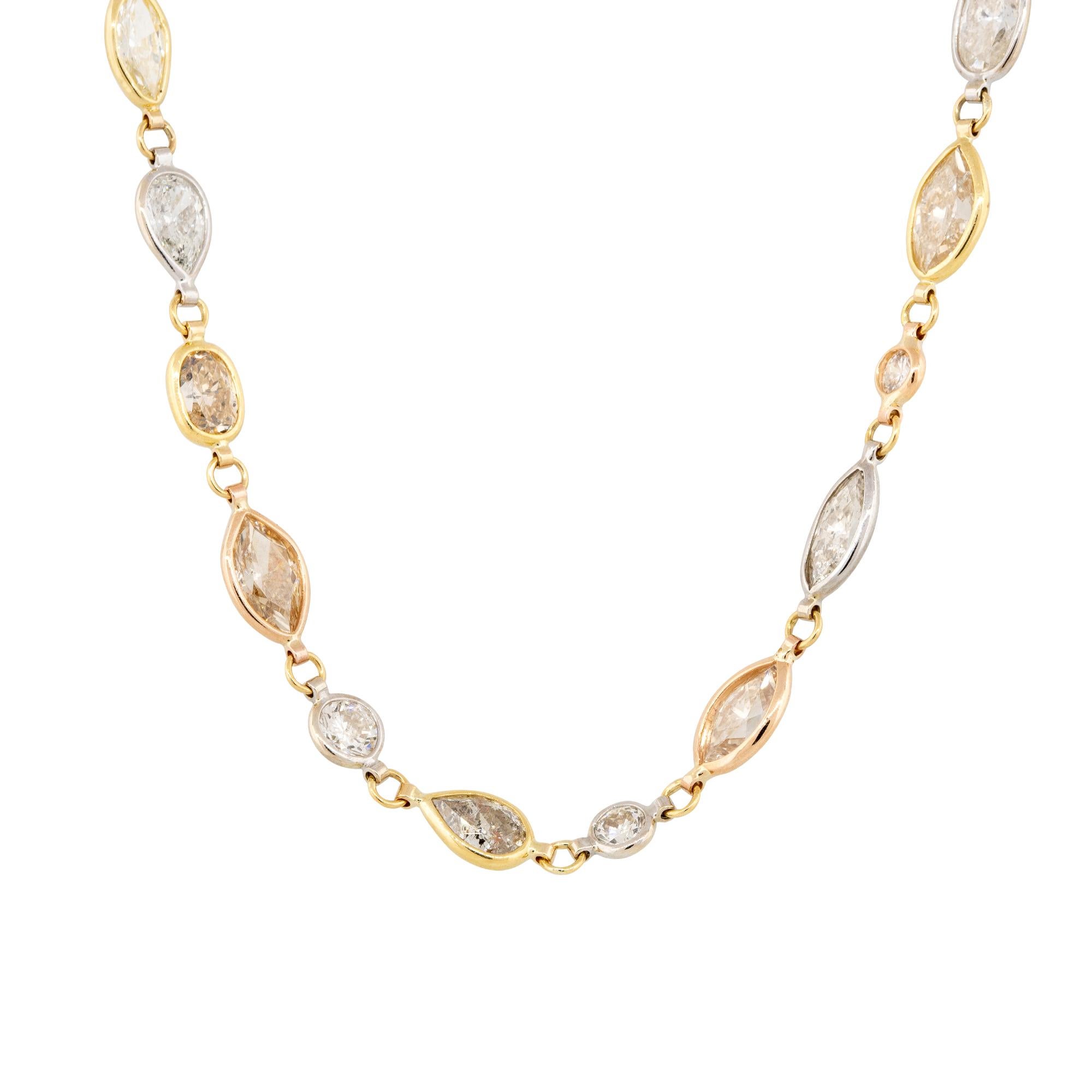 Donna Collana Station con diamanti a forma mista da 20,32 carati 14 carati in stock