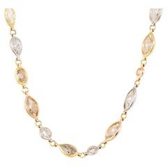 Collana Station con diamanti a forma mista da 20,32 carati 14 carati in stock