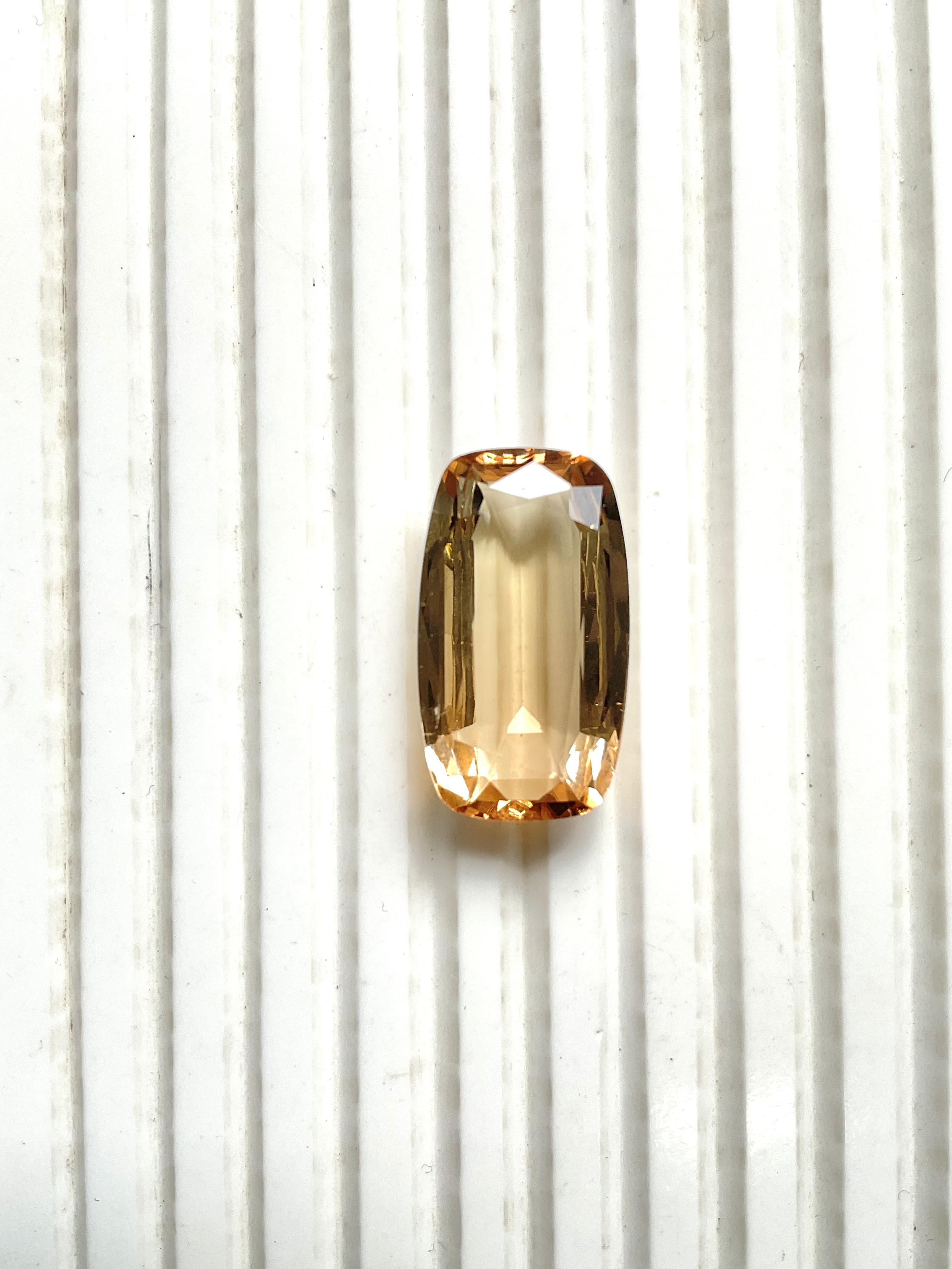 Women's or Men's 20.33 Carat Peach Tourmaline Cushion Faceted Cut Stone For Jewelry Natural Gem For Sale