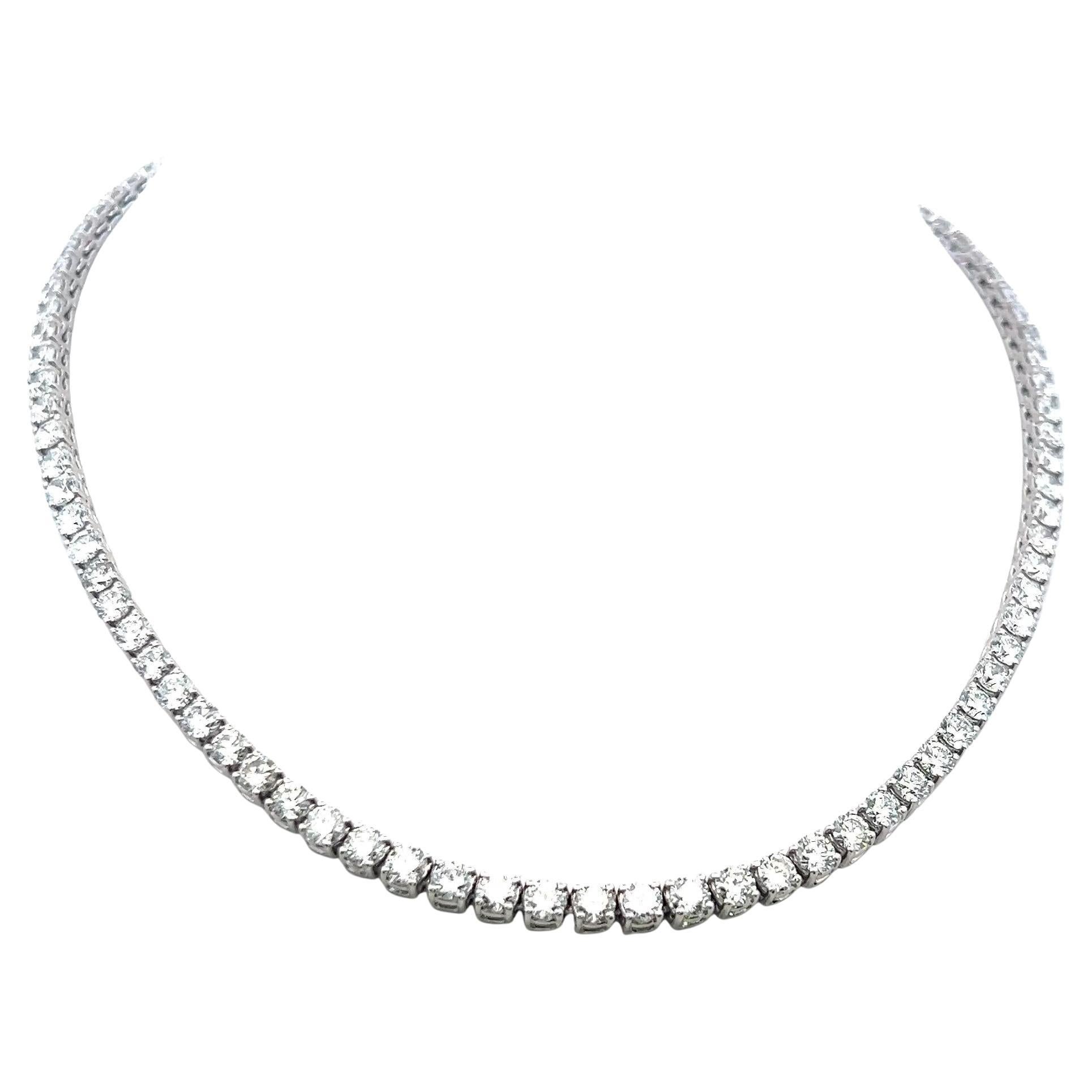 Collar Riviera de oro blanco de 14 quilates con diamantes redondos brillantes G VS de 20,33 quilates