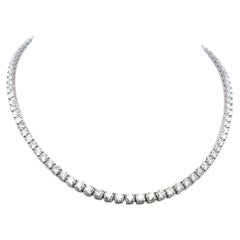 Collar Riviera de oro blanco de 14 quilates con diamantes redondos brillantes G VS de 20,33 quilates