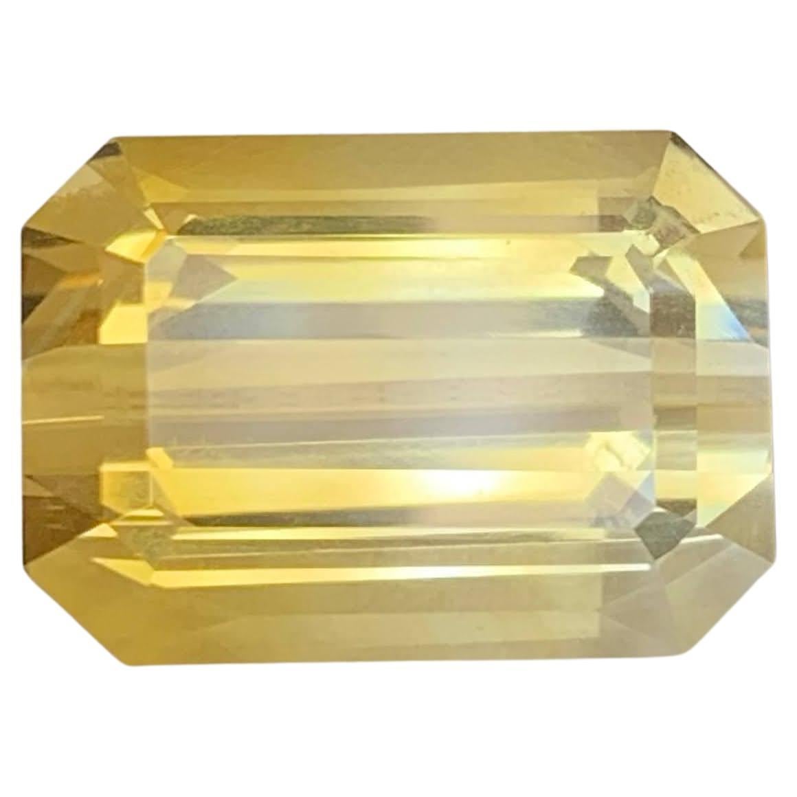 20.35 Carat Natural Loose Bicolor Yellow Citrine Emerald Cut Brazilian Gemstone