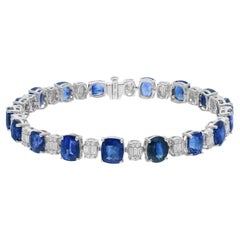 Zaffiro blu da 20,36 carati 1,31 carati SI/H Diamante Bracciale in oro bianco 18 carati