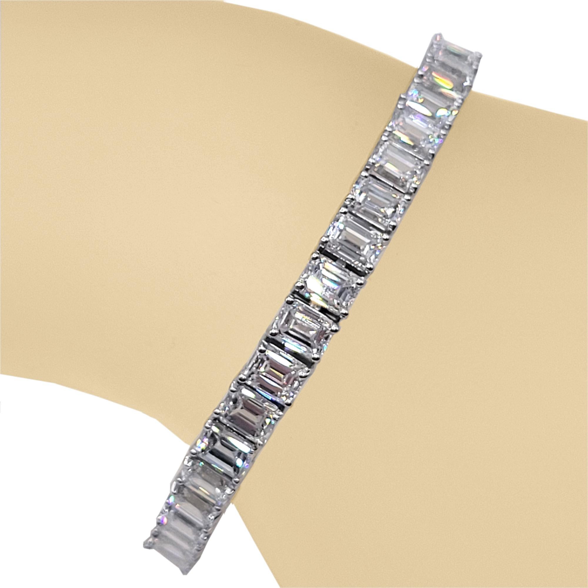 Sebastian Bernard Pulsera de tenis de diamantes talla esmeralda en platino de 20,36 ct (1/2 ct) en Nuevo estado para la venta en Los Angeles, CA