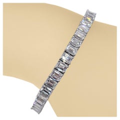 20.36 Ct Platinum Emerald Cut Diamond Tennis Bracelet (1/2 Caraters)