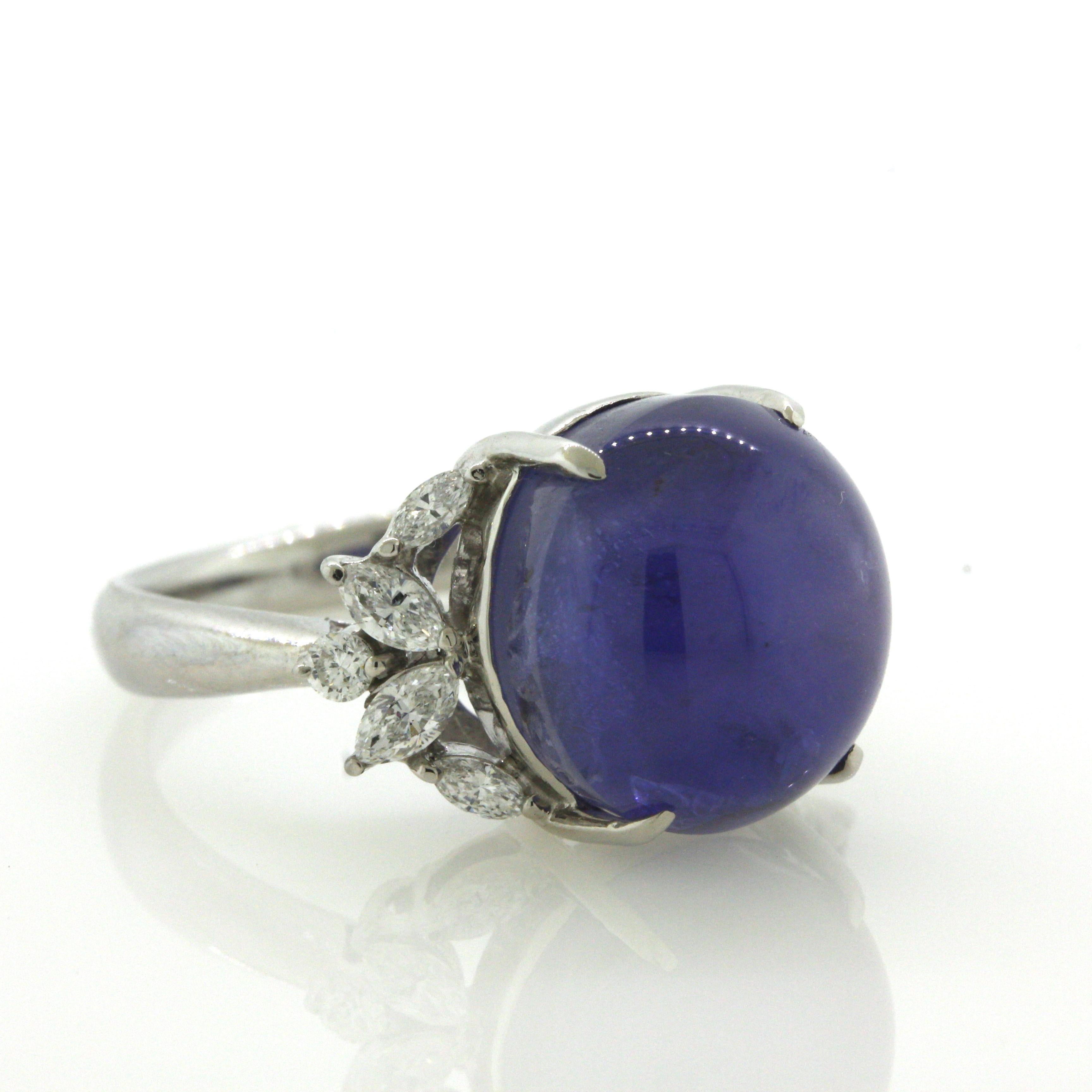 20.38 Carat Color-Change Star Sapphire Diamond Platinum Ring For Sale 3