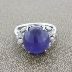 20.38 Carat Color-Change Star Sapphire Diamond Platinum Ring