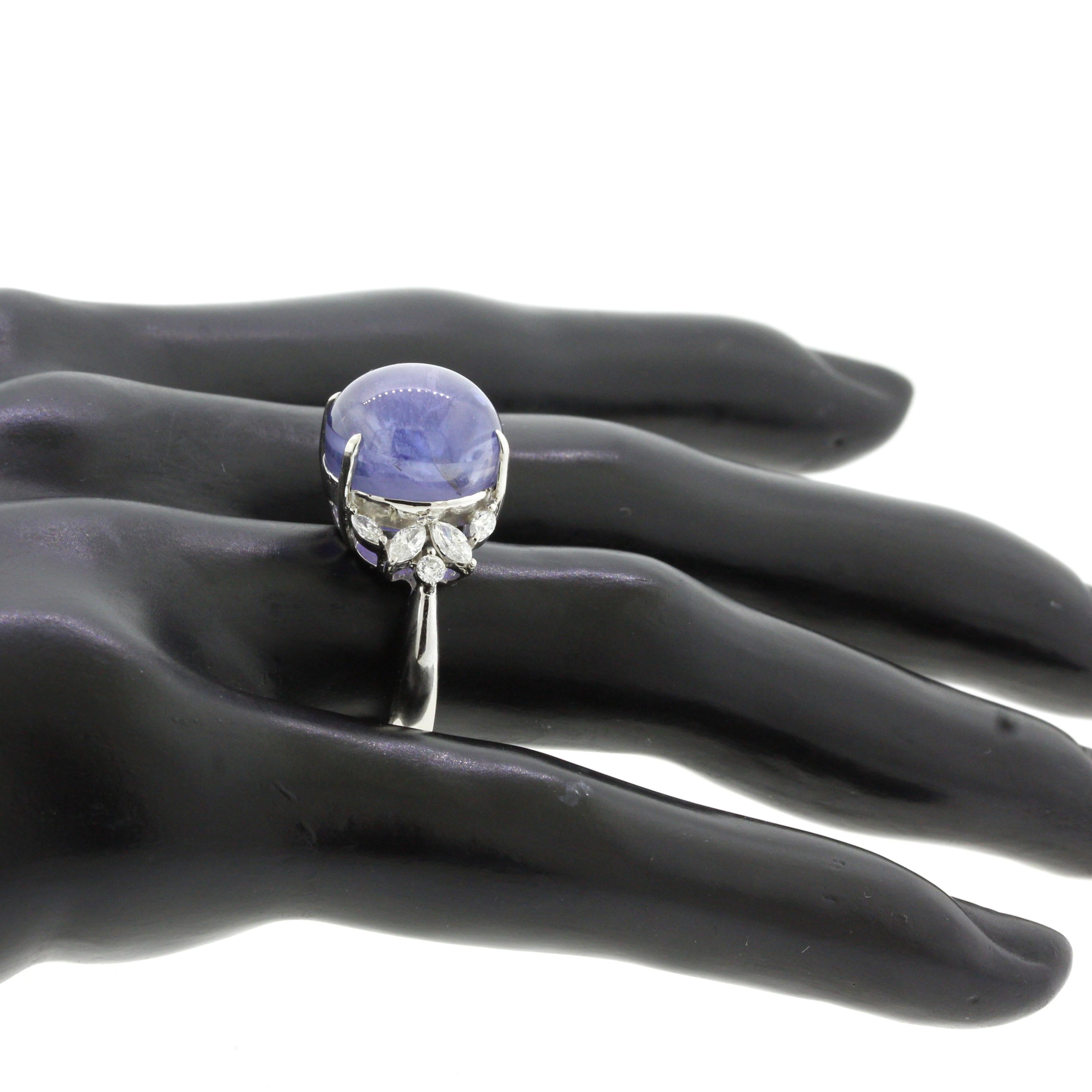 20.38 Carat Color-Change Star Sapphire Diamond Platinum Ring In New Condition For Sale In Beverly Hills, CA