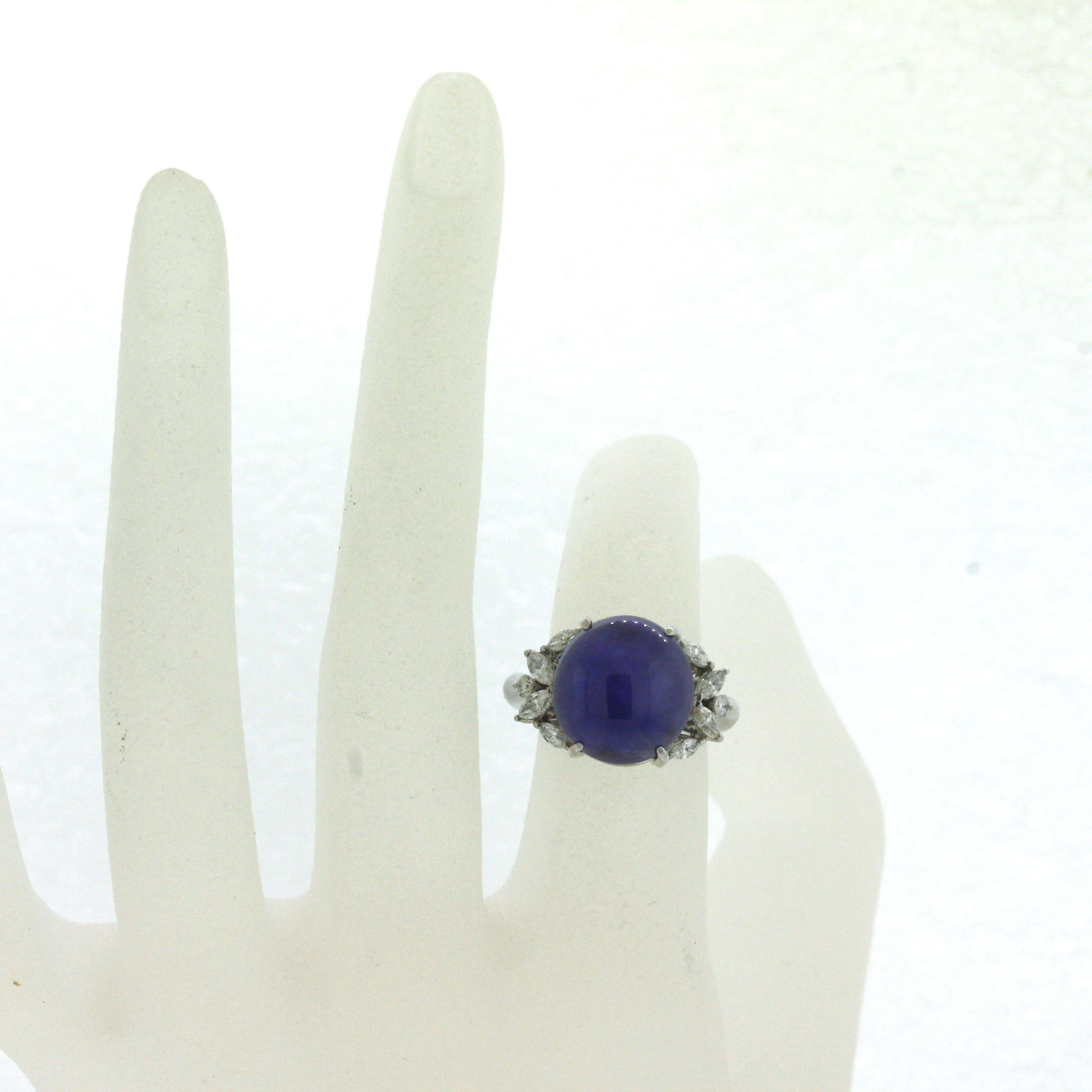 Women's 20.38 Carat Color-Change Star Sapphire Diamond Platinum Ring For Sale