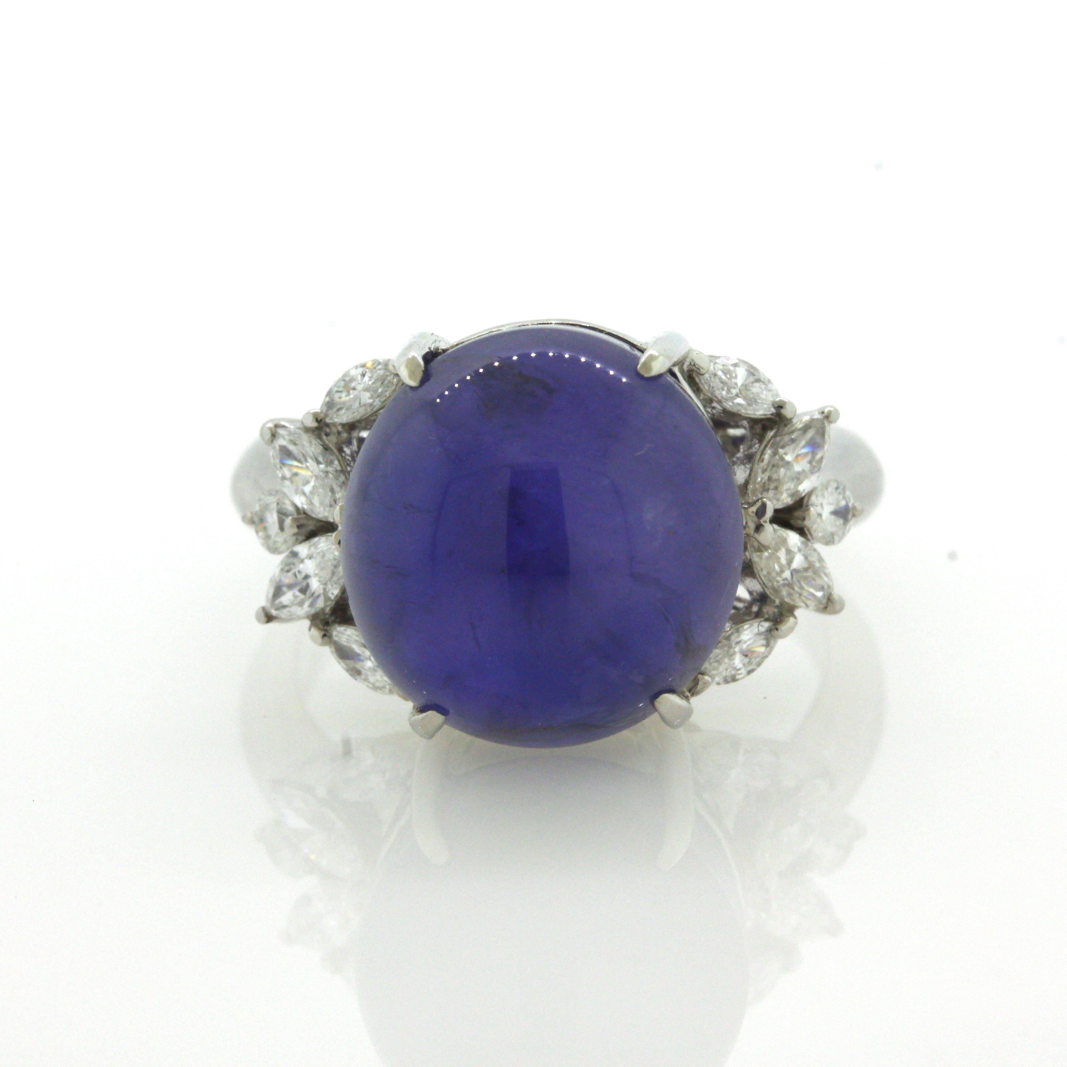 20.38 Carat Color-Change Star Sapphire Diamond Platinum Ring For Sale 1