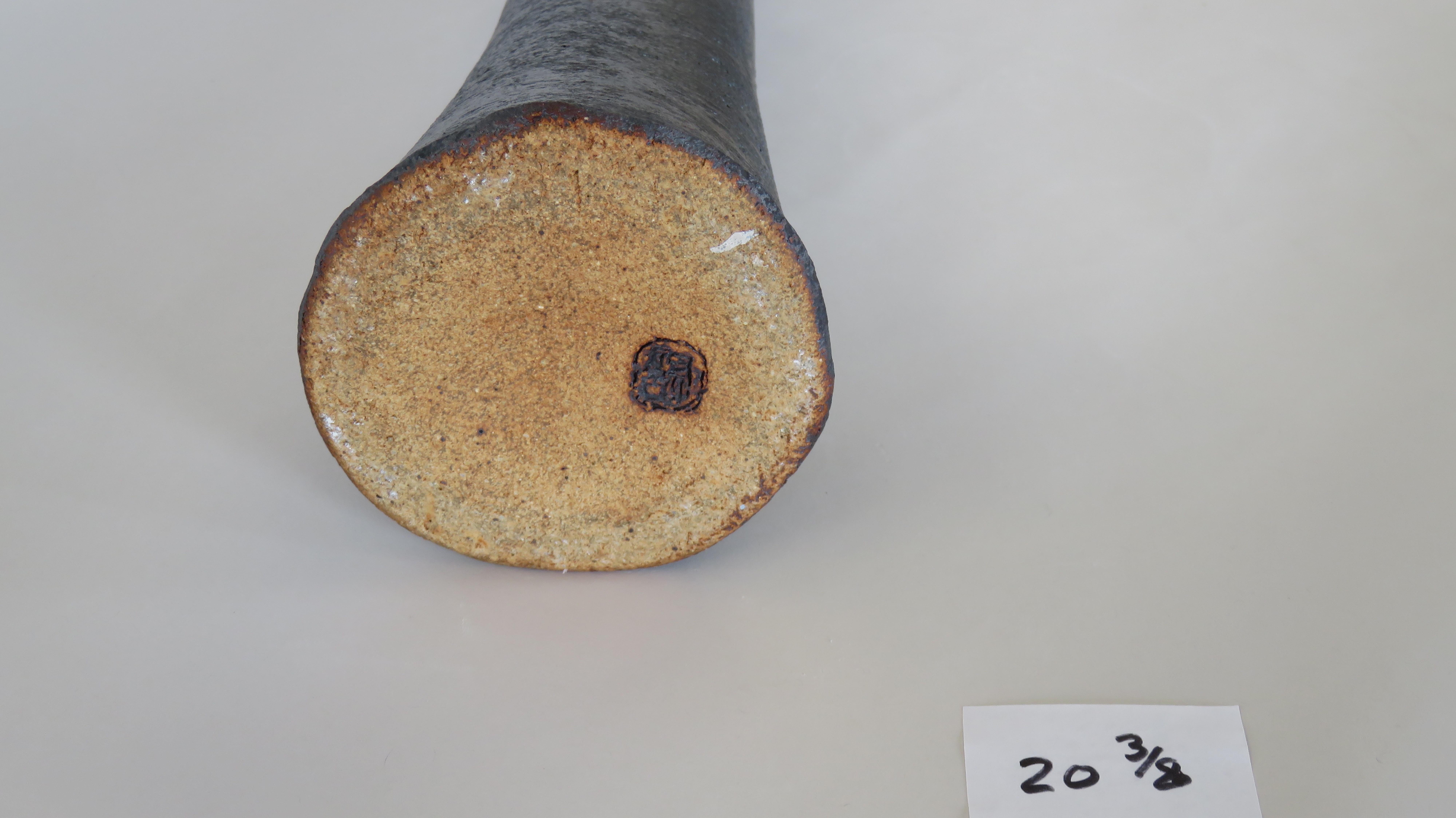 Tubular Metallic Black Stoneware Vase, 20 3/4 Inches Tall 2