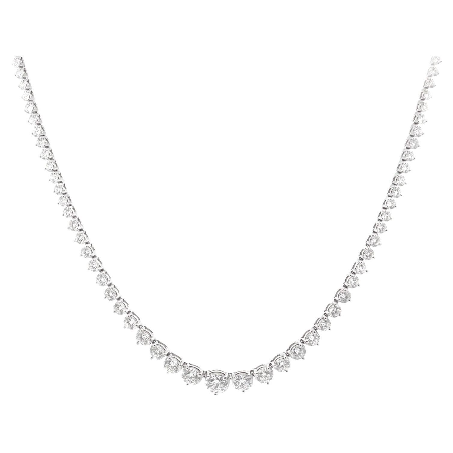 20.38ct Diamond 18k Gold Graduated Tennis Necklace For Sale