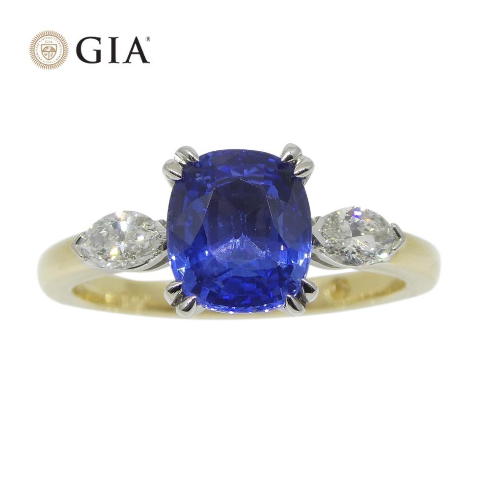  

Introducing our exquisite 2.03ct Cushion Blue Sapphire Diamond Engagement Ring, set in 18K Yellow and White Gold. This captivating piece is GIA certified, ensuring the highest quality and authenticity. Meticulously crafted with love and