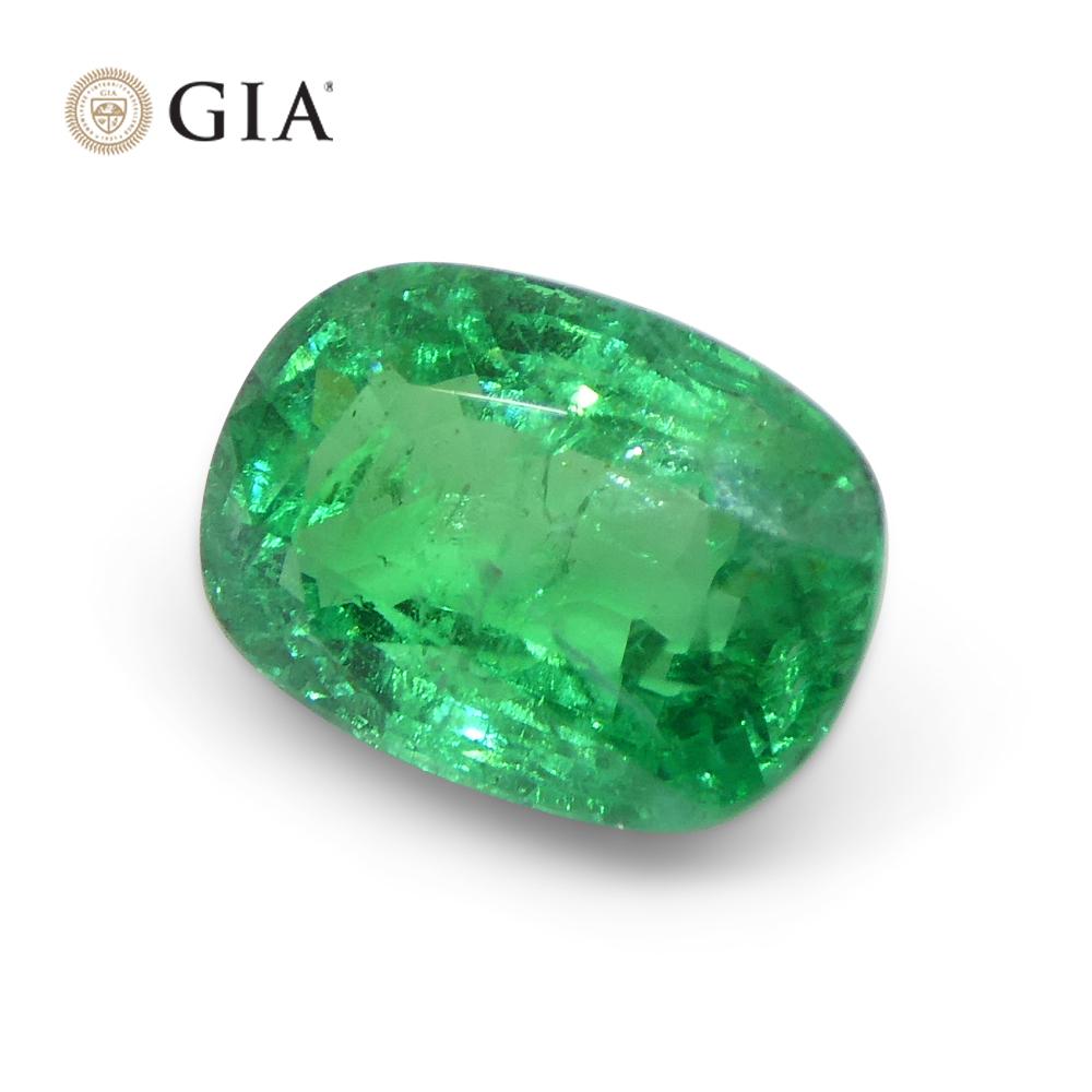 2.03ct Cushion Green Emerald GIA Certified Zambia 3