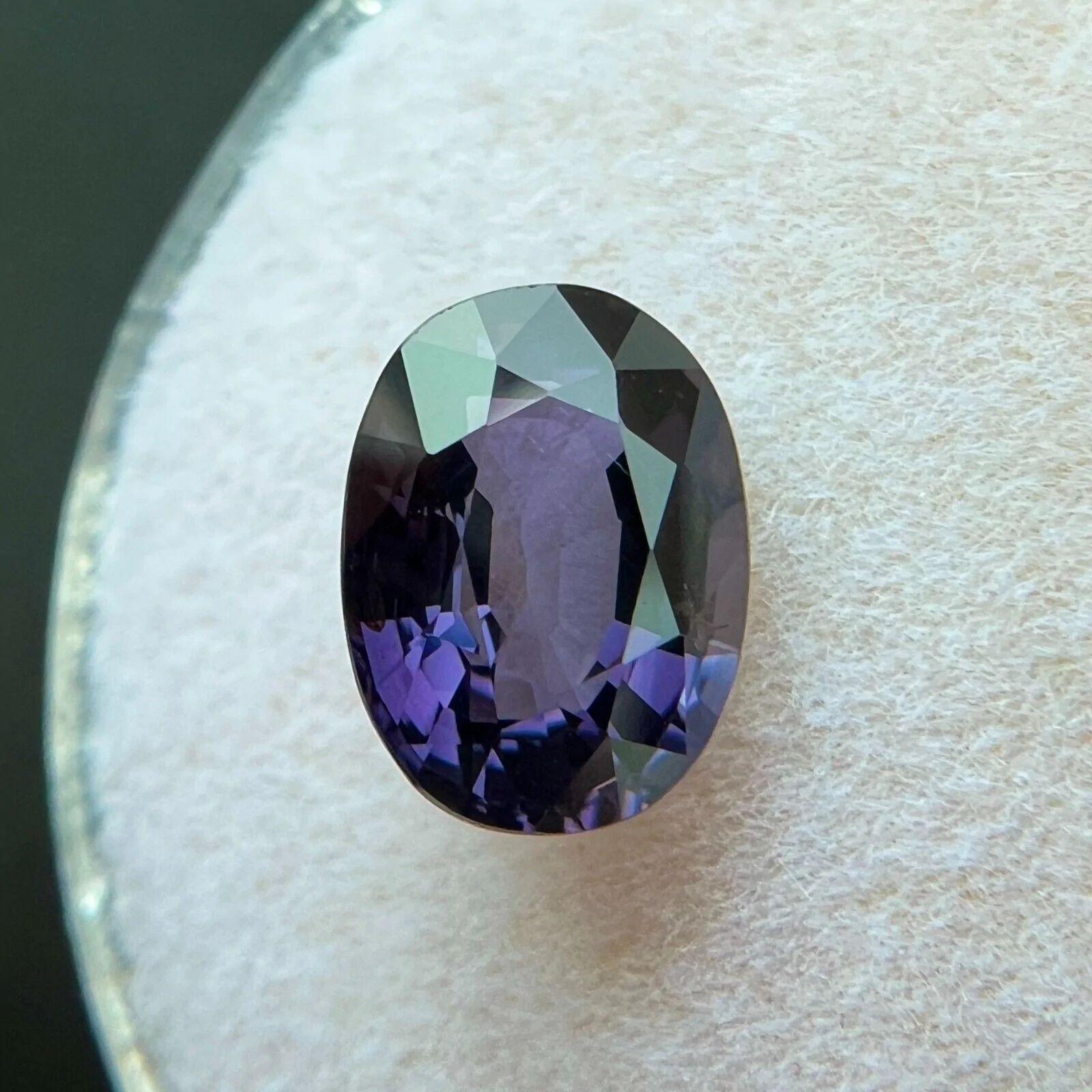 2.03ct Fine Deep Purple Spinel Natural Oval Cut 8.5x6.3mm Loose Rare Gem VS

Natural Deep Purple Spinel Gemstone.
Beautiful 2.03 Carat spinel with a deep purple colour. This spinel also has excellent clarity, VS.
A very clean stone with an excellent