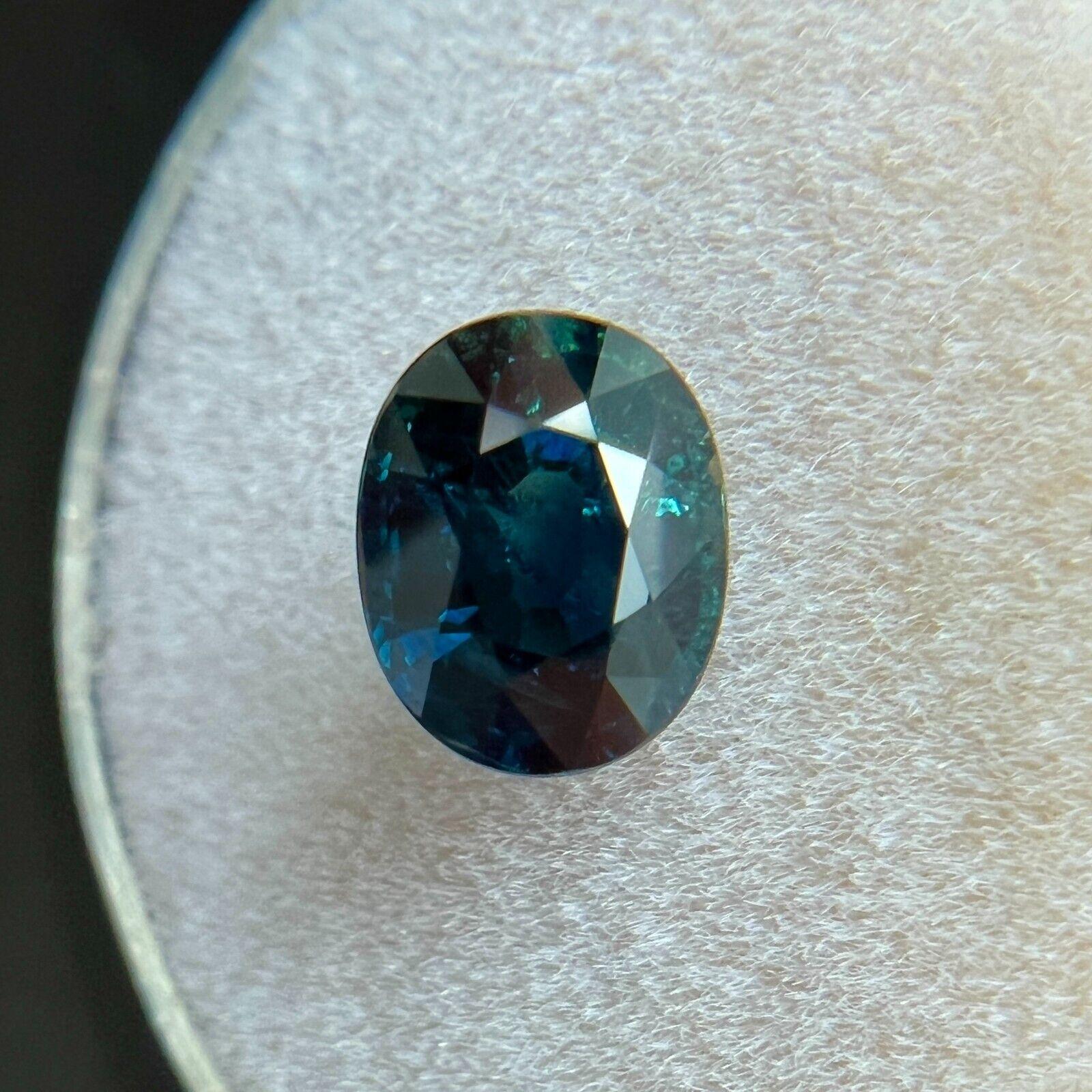 Women's or Men's 2.03ct Green Blue Teal Sapphire GRA Certified Oval Cut Rare Gemstone For Sale