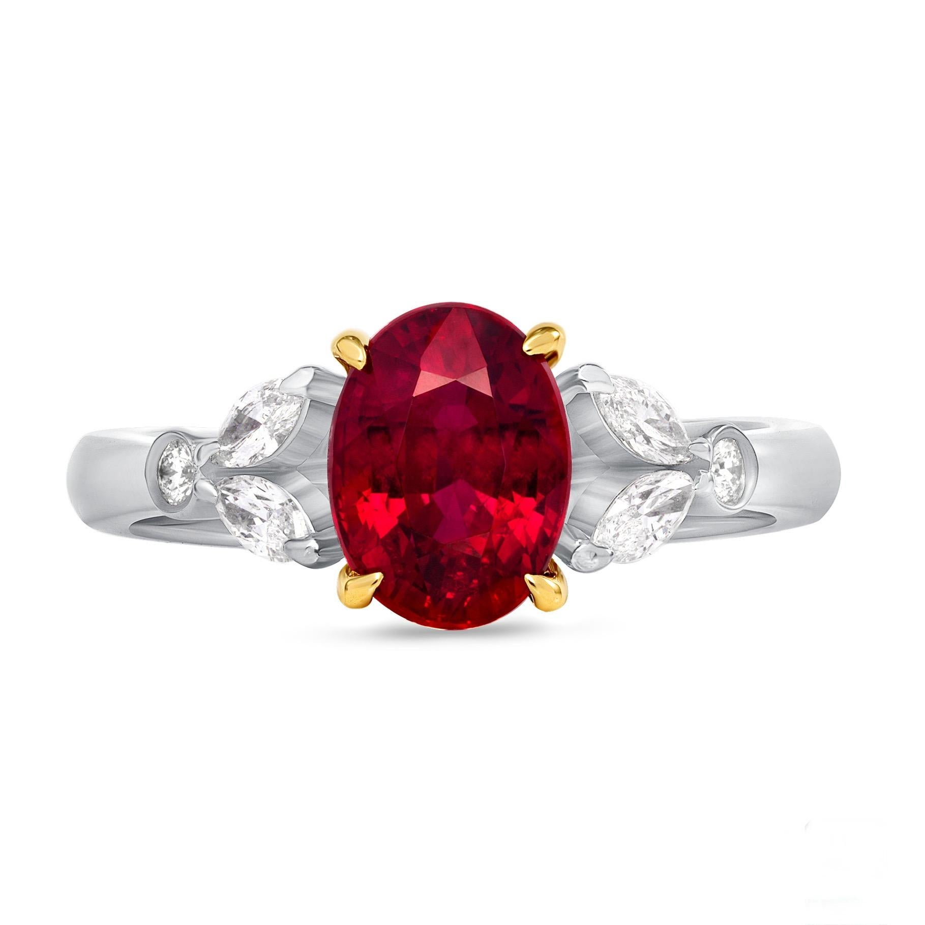 Oval Cut 2.03ct oval, Mozambique Ruby ring. GIA certified. For Sale