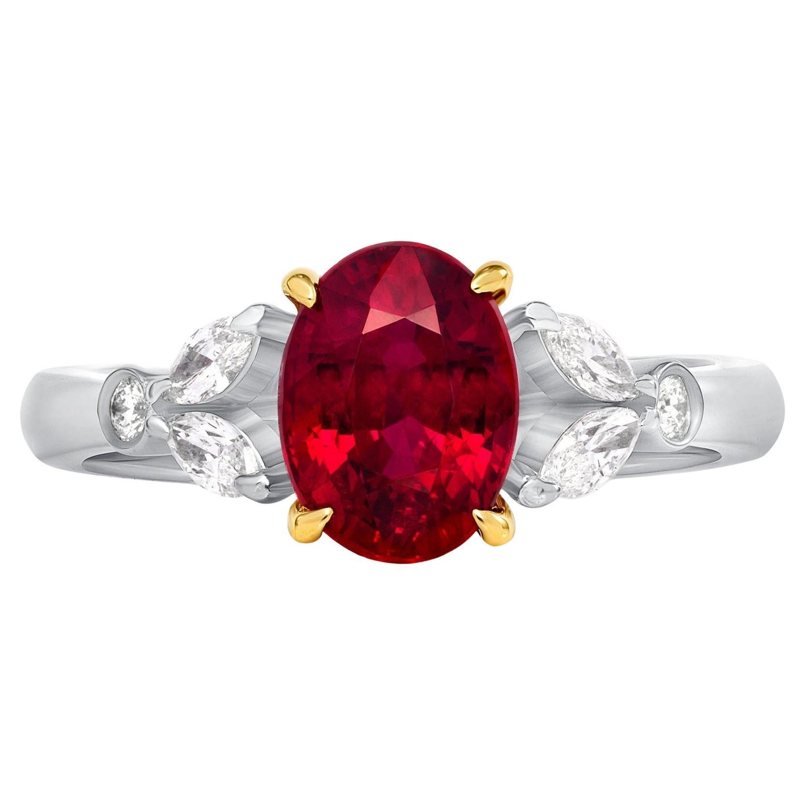 2.03ct oval, Mozambique Ruby ring. GIA certified. For Sale