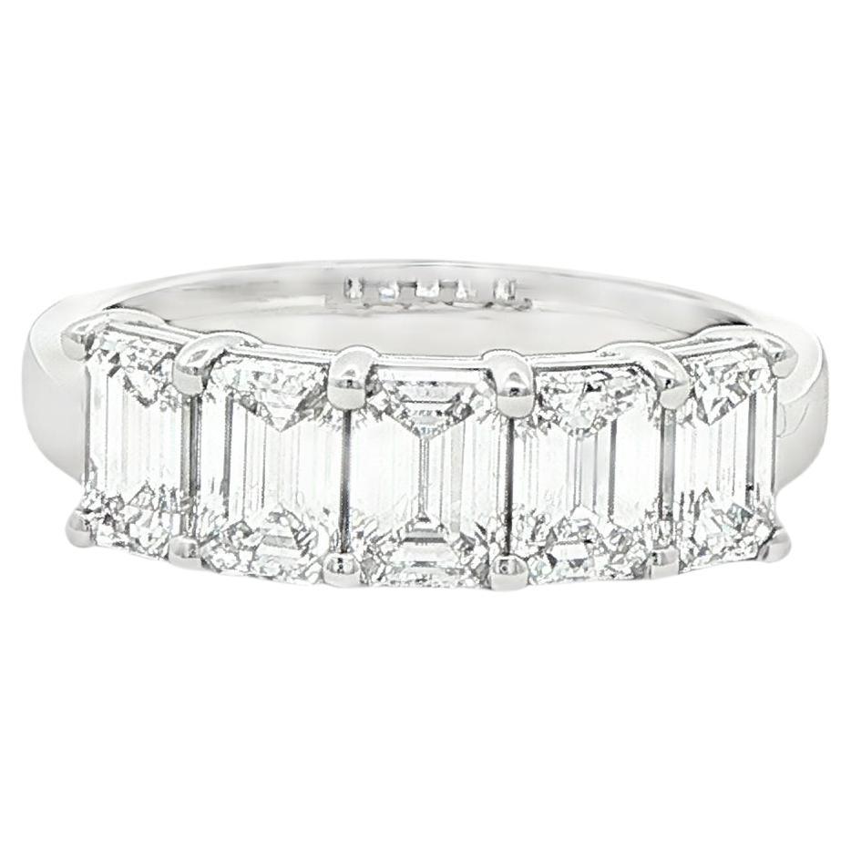 2.03CTW Five GIA Certified Emerald Cut Diamond Band in Platinum
