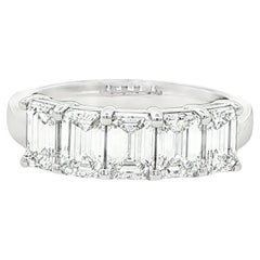 2.03CTW Five GIA Certified Emerald Cut Diamond Band in Platinum