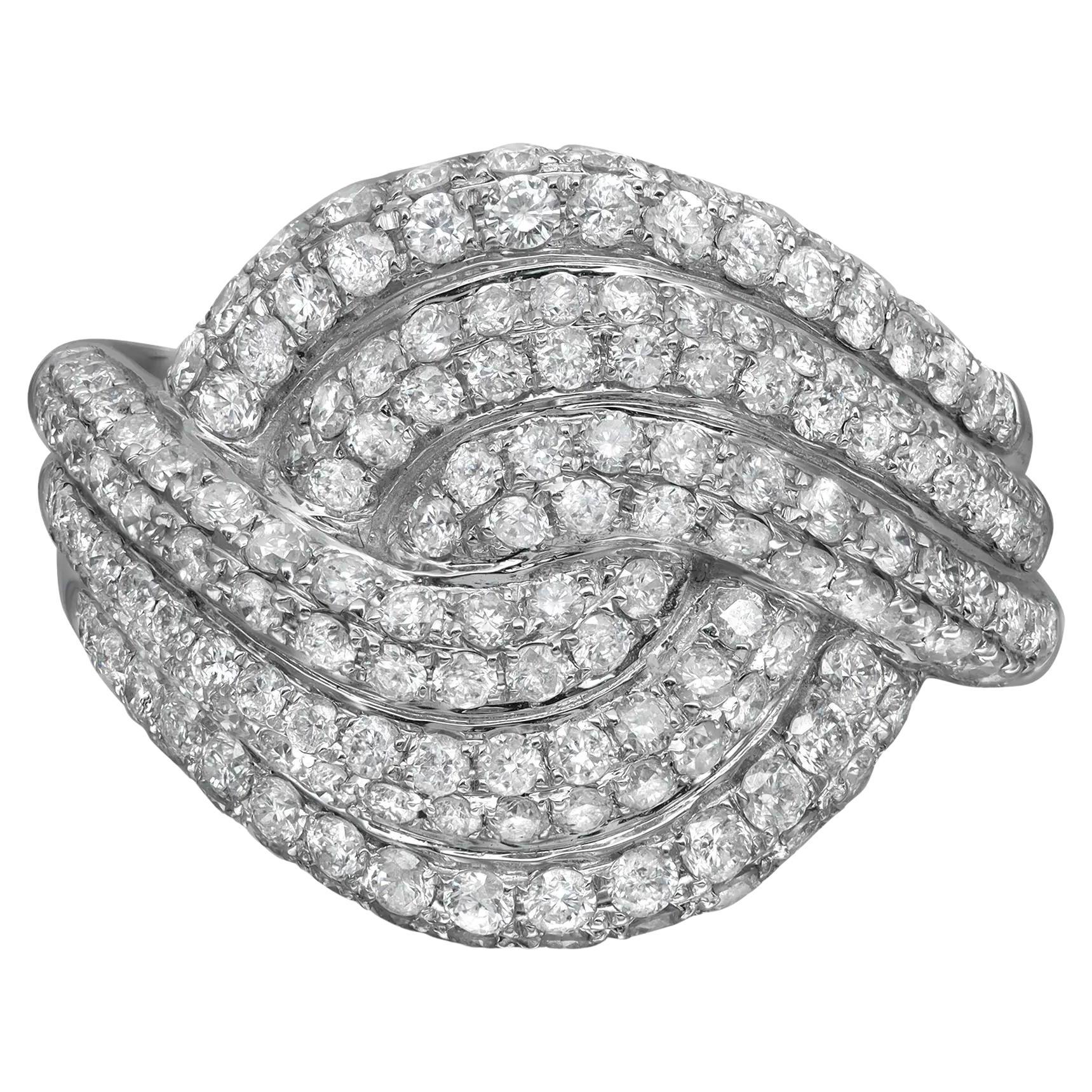 2.03Ctw Prong Set Round Cut Diamond Ladies Cocktail Ring 14K White Gold Size 7.5 For Sale