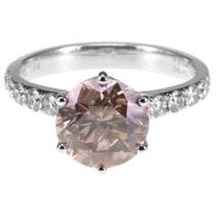 2.04 Carat Cognac Color Brown Diamond Solitaire 18K Gold Ring