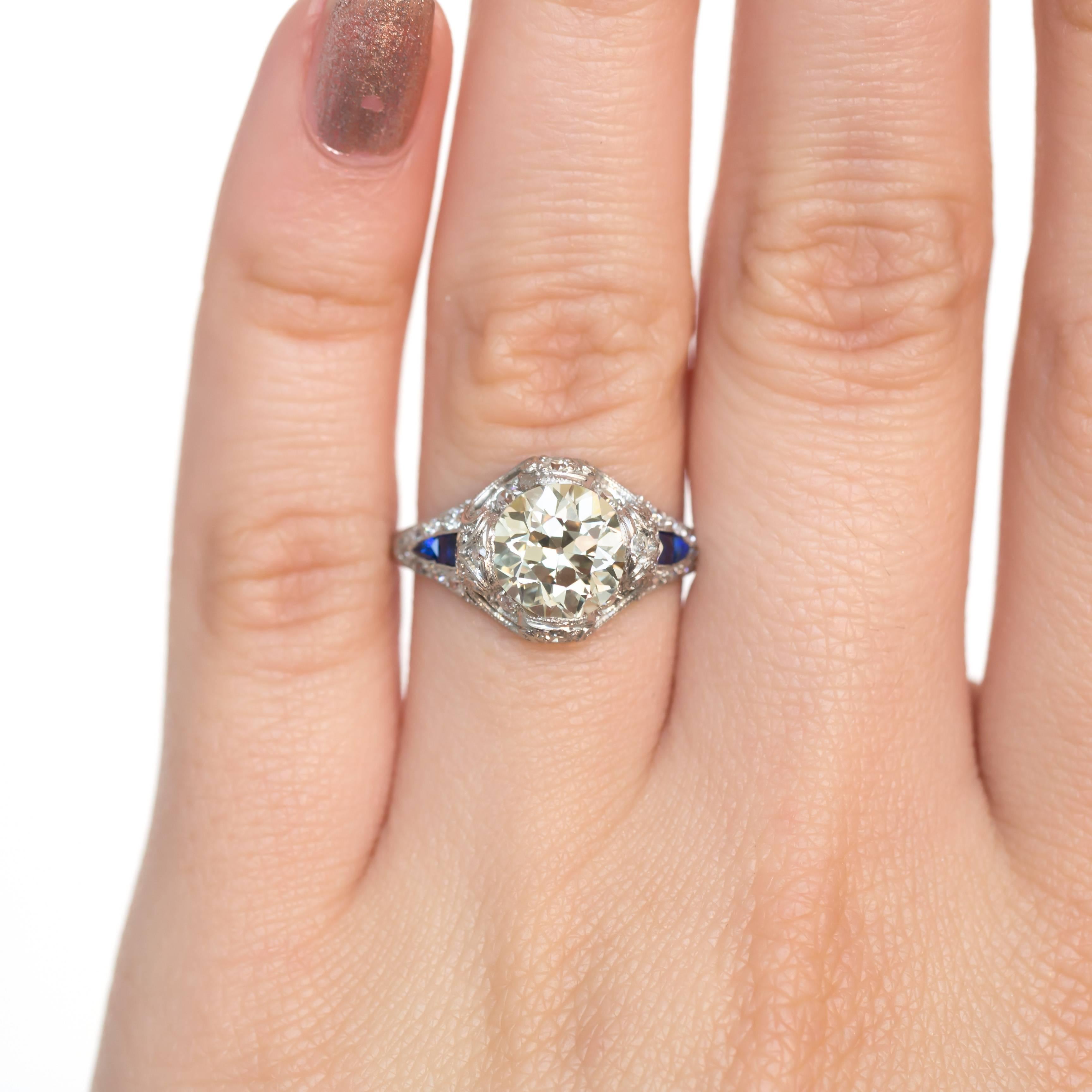 2.04 Carat Diamond and Sapphire Platinum Engagement Ring 2