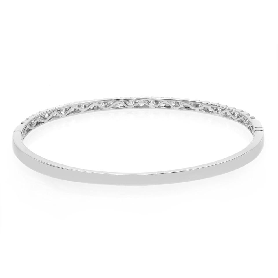 Modern 2.04 Carat Diamond Bangle Bracelet 18K White Gold For Sale